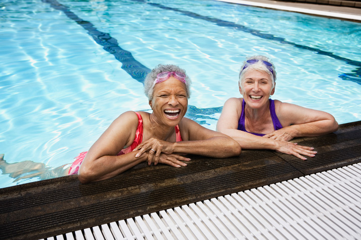 seniors exercising in the pool